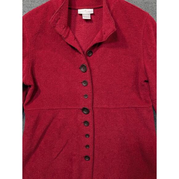 Soft Surroundings Fleece Jacket Womens Small Button Accent Pile Mock Neck Red - Picture 2 of 10